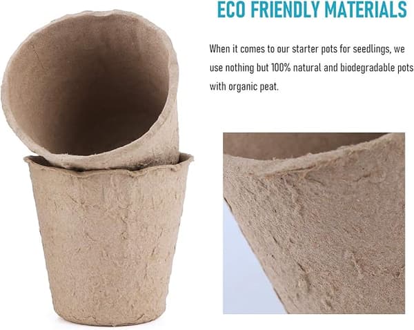 50-pack 8 cm Biodegradable Fiber Plant Pots, Seedling Pots, Plants