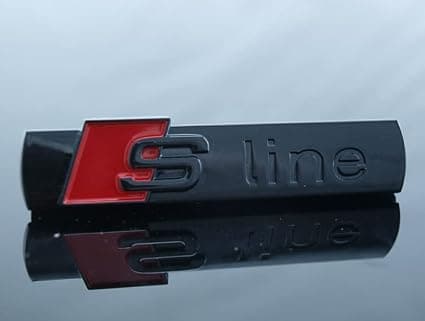 (Sort) 4 stk S Logo Line Emblem, 3D Logo Metal Emblem, Biltilbehør (TC)