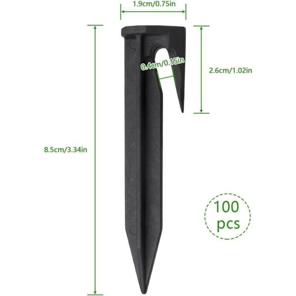 Festepinner for avgrensningskabel, gjester, plener - 100 festepinner, 8,5 cm