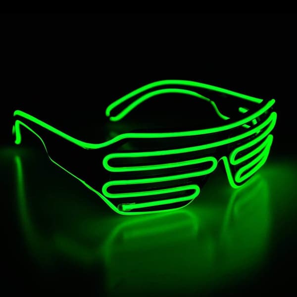 (Lys grønn) Neon Rave Briller El Wire Blinkende LED Solbriller L