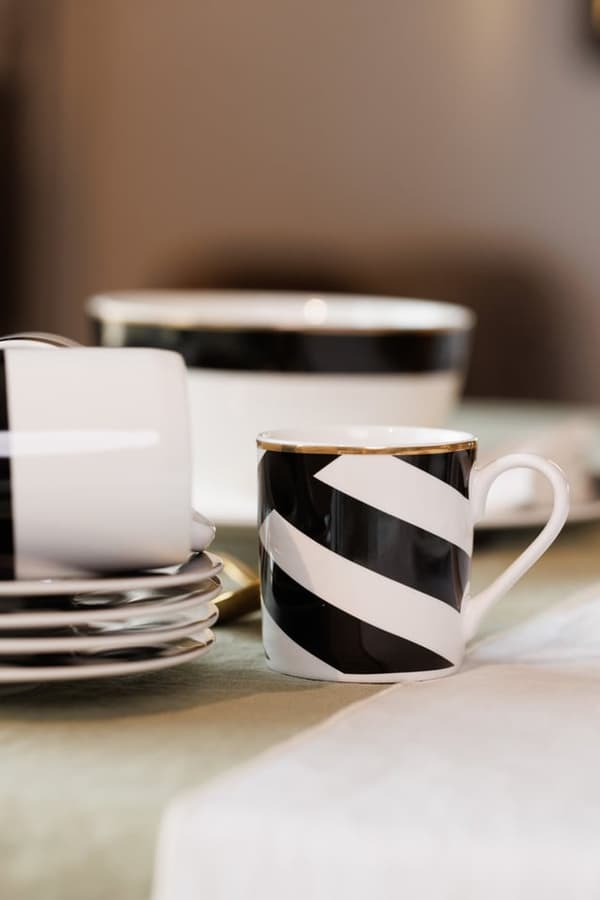 Mikasa Luxe Deco Kina Espressokopper Sæt - 2 stk - Geometrisk Sort/Hvid 0.72
