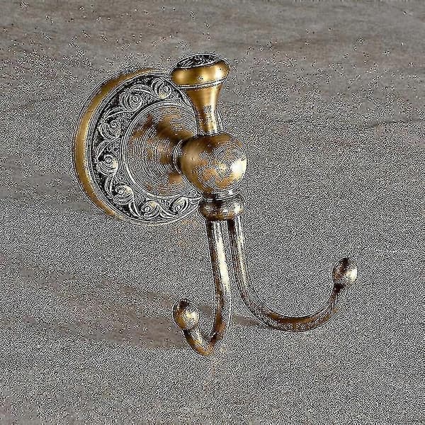 Retro Messing Badekåpekrok Baderomskrok 2 Kroker Baderomstilbehør Sett Papirholder Antikk Messingfinish Vegg