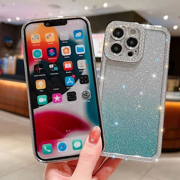 Elektropletteret Bling Glitter TPU-skal til iPhone 15 Pro Max