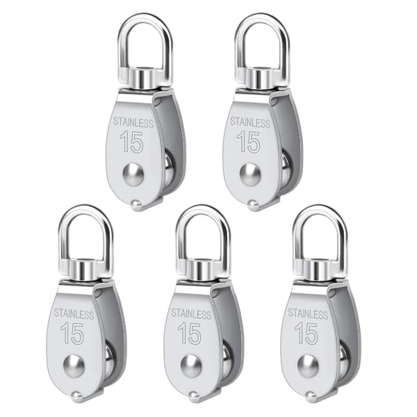 Drejelig enkelt remskive 5 stykker M15 Heavy Duty rustfrit stål Sing