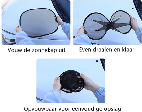 Bilfönstersolskydd set om 2 - Universal - 44x36 cm - Svart polyester - UV-skydd för barn - Biltillbehör