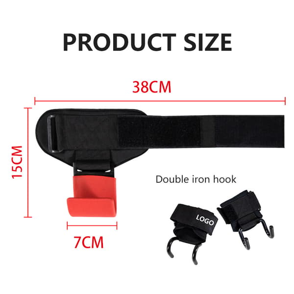 Pair of Hook Wrist Straps (Black), Adjustable Weightlifting Straps, Hook Weightlifting Straps, Suitable for Gym Training