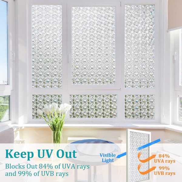 Window Film Privacy: Frosted Window Film for Glass Windows Self-Adhesive Decorative Diamond 3D Patterned Static