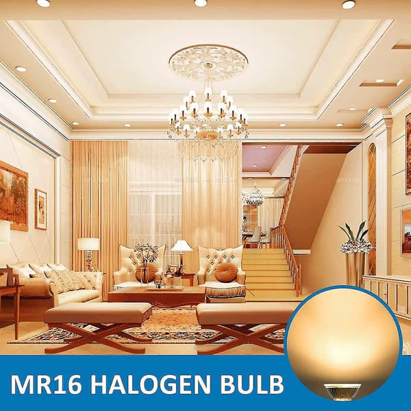 Halogenlampe Gu5.3 50w 12v, 800lm Varmhvit 2700k Dimbar, Halogen Spotlightlampe Mr16, 6-pakning Db