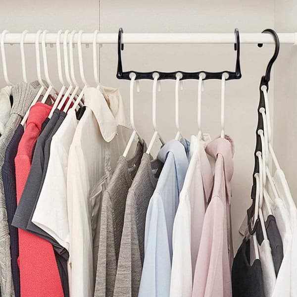 Magic Hangers, 10 Pcs Space Saving 5-Hole Magic Hangers Multifunctional Durable Foldable Rack Rotating Hanger