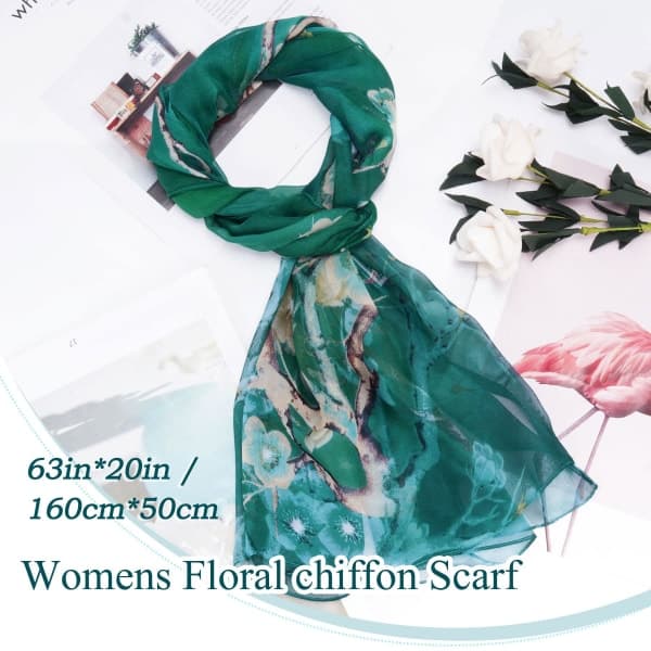 Chiffon tørklæder til kvinder - Kvinders sjal let blomstret print chiffon tørklæder sjaler wraps til forår efterår