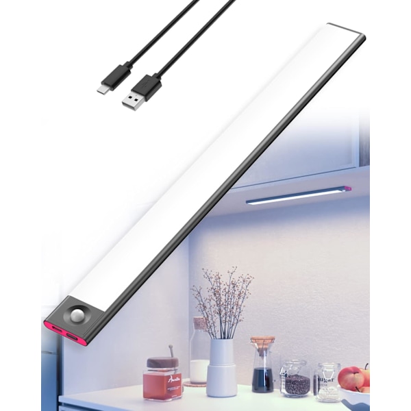 USB-laddbar LED-ljuslist för kök 3600mah 40cm Dimbar Rörelsesensor Skåp LED-ljus med Uppladdningsbart Batteri Trådlös Drift PIR