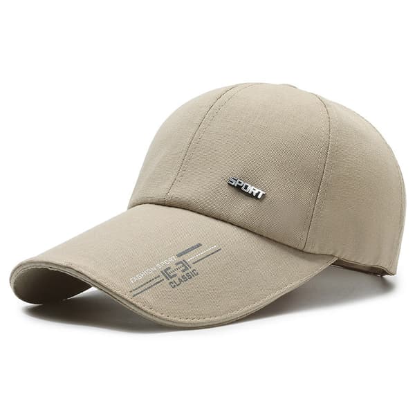 Baseballcaps i bomullslerret med lang brem, utendørs, uformell, for kvinner og menn (khaki)