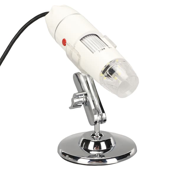 Digital Microscope HD 25x to 400x Analog AV Output Mini Electronic Microscope with 8 LEDs for TV 100‑240V EU Plug