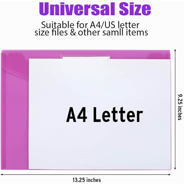 10-pak Plastkuverter Polykuvert, A4 Snap File Bag Farve Side