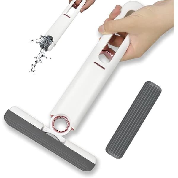 Mini Rengøringsmoppe - Mini Bærbar Moppe - Mini Håndfri Moppe - Automatisk Moppe, med Vridefunktion, til Vinduer, Gulve, Vægfliser, Biler, etc.