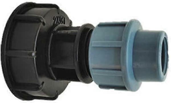 IBC-säiliön kierreliitin S60x6 -sovitin MDPE-vesiputkiliittimiin, suora ulostulo 20 mm