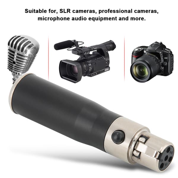 2 stk Mini XLR 3-pin han til Mini XLR 4-pin hun zinklegeringshus lydadapterstik