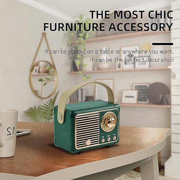 Retro Bluetooth-kaiutin, klassinen vanhan radion muotoilu, Bluetooth 5.0 langaton yhteys, TF-kortin tuki Green