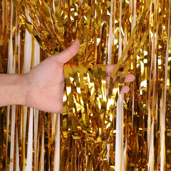 2 kpl 0,9 m x 2,5 m kultainen glitterverho