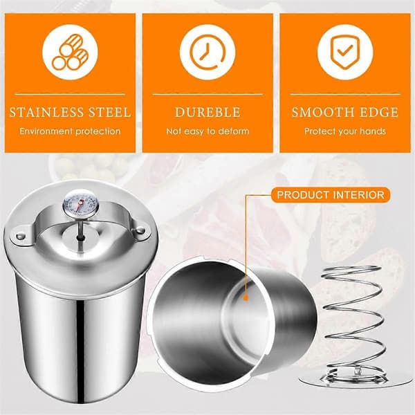Meat Press Stainless Steel Ham Press with Thermometer Sandwich Deli Meat Press Bacon Ham Press for Making