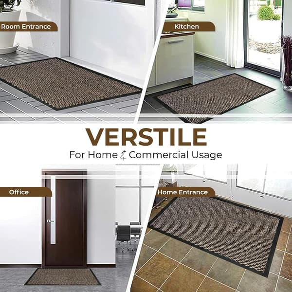Sklisikker vaskbar dørmatte 40x60 cm med gummiert bakside Entrétepper