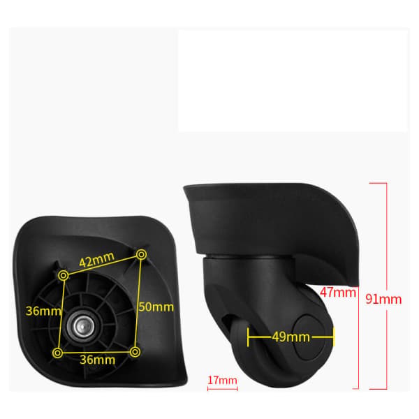 Ett par universella, tåliga och tysta gummihjul med vridfunktion för resväskor-tfrf