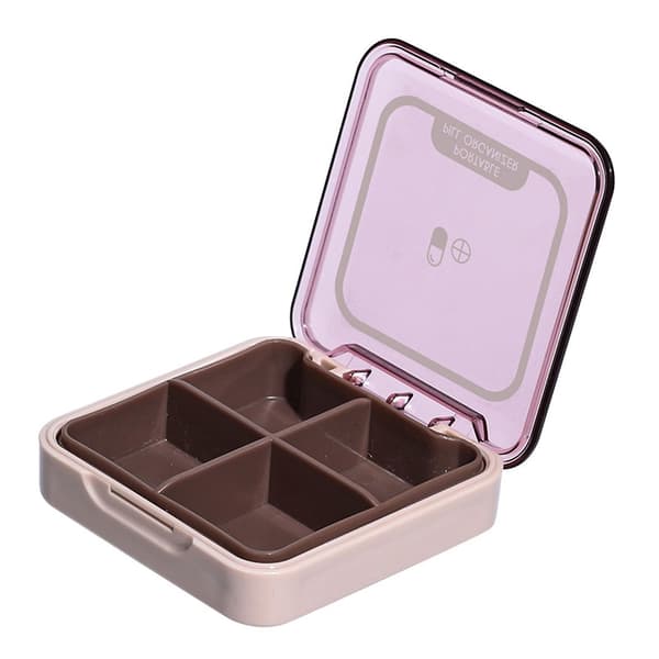 4-roms pilleboks, kompakt, lett å bære, rosa Pink
