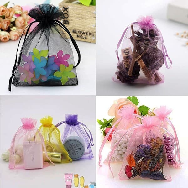 Organzapose, organza gavepose, smykkepose, bryllupspose, la