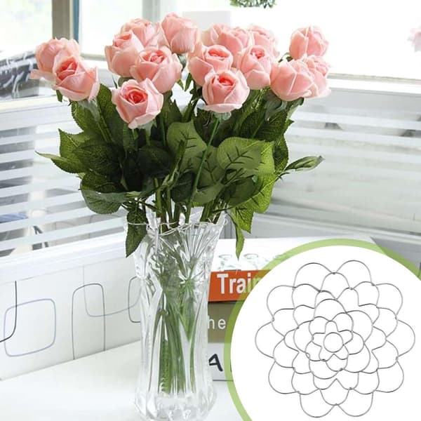 Blomsterarrangementholder, rustfrit stål med 6 stifter, genanvendelig, sølv