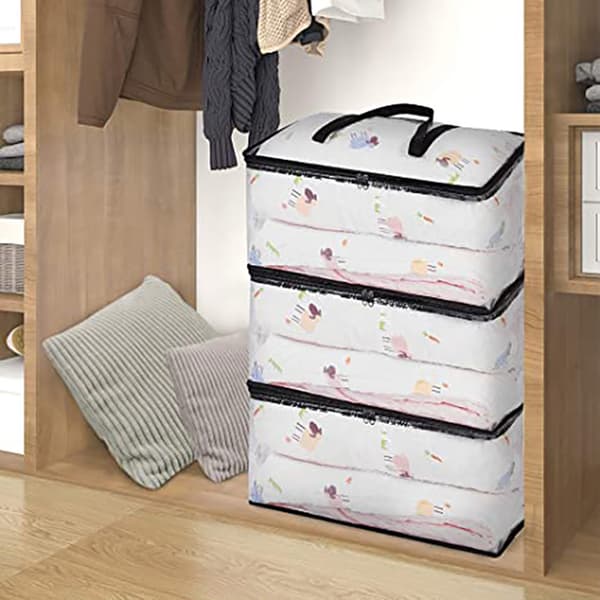 Transparent Clothing Storage Bag with Reinforced Handle, 60 X