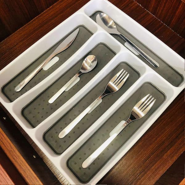 5-Compartment Cutlery Tray for Tableware, Sturdy and BPA-Free Cutlery Organizer for Keeping Utensils Tidy