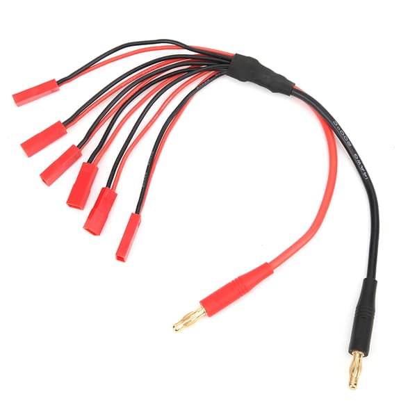 4,0 mm bananstik til 6 JST hunstik 20 cm tilslutningskabel til Imax-oplader B6 B6AC Sort+rød
