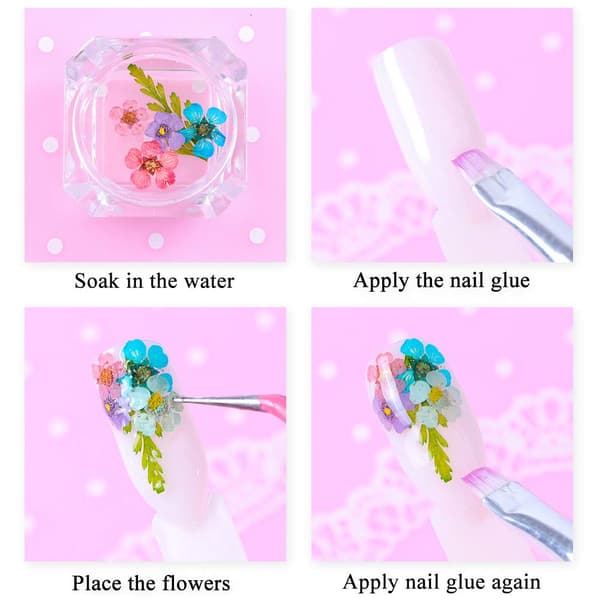 2 æsker små tørrede blomster til neglekunst Små pressede ægte naturlige blomster Neglekunst design dekorationsmaterialer