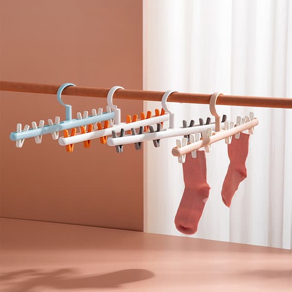 Multifunctional Windproof Clothes Hanger Socks Underwear Gloves Hanging Rack White Grey White Gray