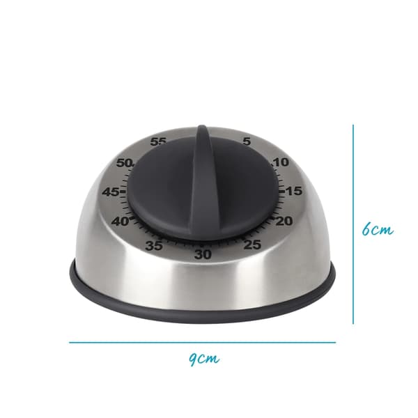 Mekanisk kjøkkentimer, adsorberbar magnetisk timer, vanntett rustfri gjenbrukbar timer, 60 minutters nedtelling, egnet for kokte egg, kokk
