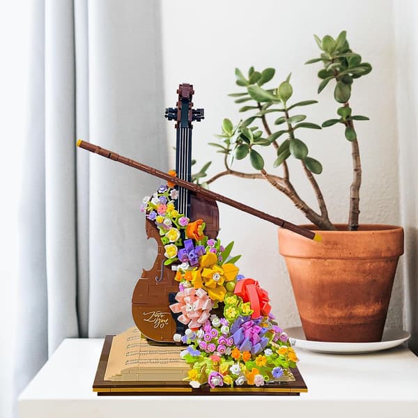 Viulun rakennuspalikat, luova DIY-viulumalli, rakennettu kukilla (950 osaa)