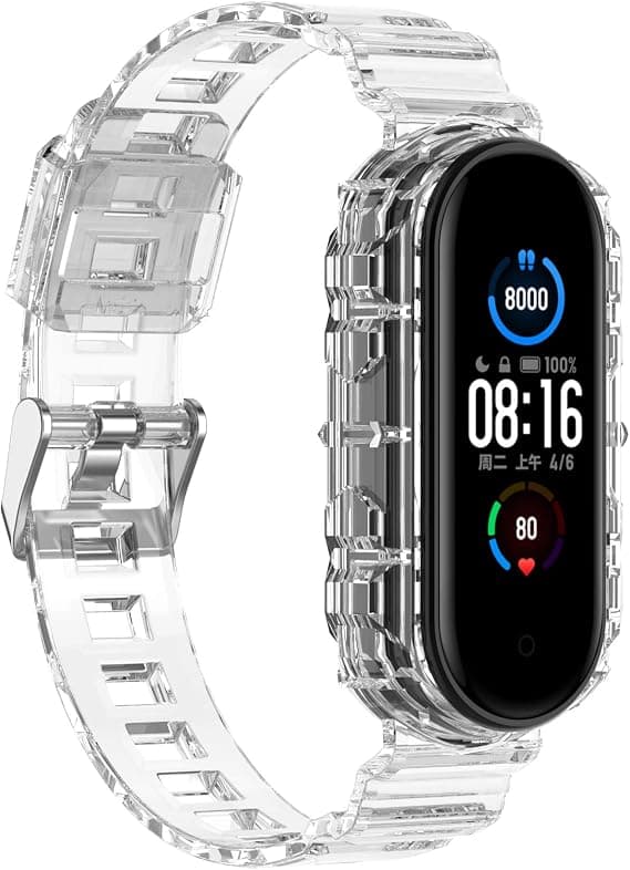 Smart urrem til Xiaomi Mi Band 7/6/5, transparent silikone urrem, erstatningsarmbånd håndledsrem til Xiaomi Clear Clear