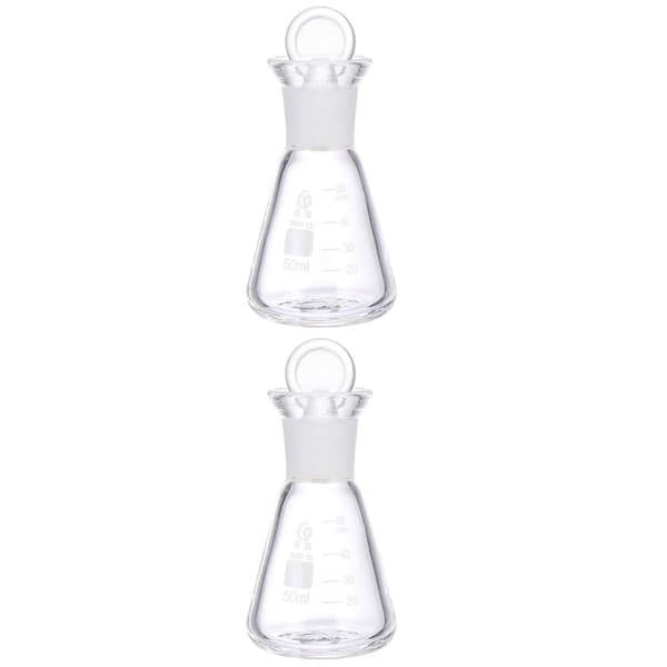2 stk. glasflaske borosilikatkolbe konisk til laboratorieudstyr Erlenmeyer til destillation
