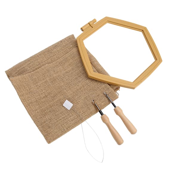 Punch Needle Kit Hexagon Hoop Gloss Frame Easy Use Safe Durable Punch Embroidery Kit for Craft DIY Beginners
