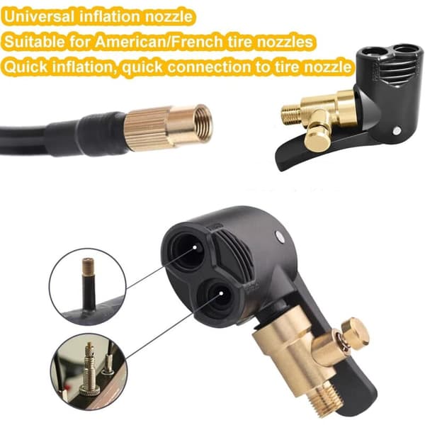 2 stycken cykelpumpmunstycke, pumpmunstycke, ventilpumpadapter (2 i 1, kan tömma luft)