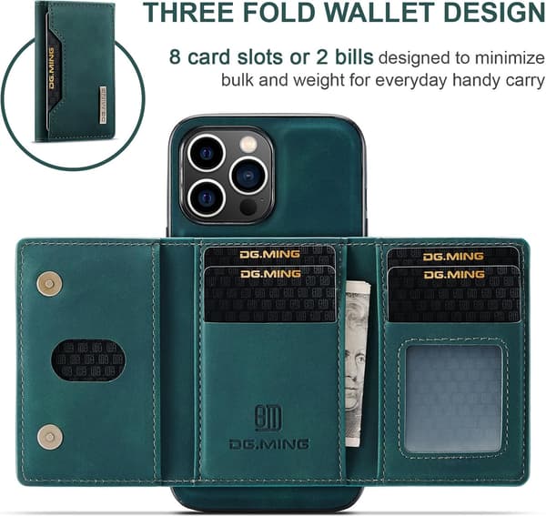 2-in-1 Leather Wallet Case with Card Holder Compatible with iPhone 15 Pro Max, Phone Case for Men, Detachable Back Cover