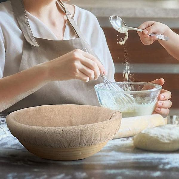 Rund brødkurvduk for surdeig, hevekurvduk, naturlig rottingbakekurvduk