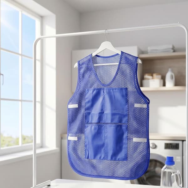 2-delt kølevest med genanvendelige ispakker af mesh-polyester til kvinder og mænd, kontinuerlig køling til lange ture, blå -