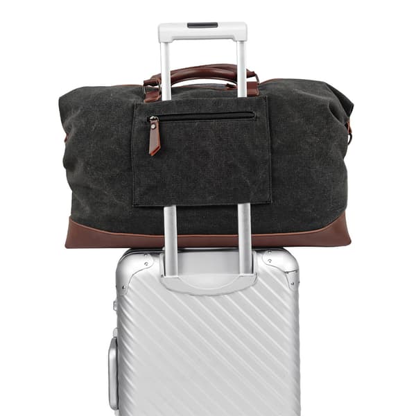 Stor lærredsrejsetaske med mulepose, håndtaske og pung, Crossbody weekendtaske - Sort