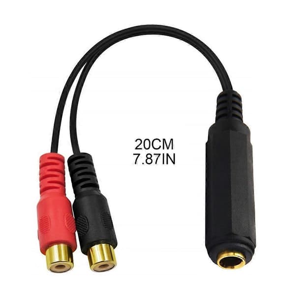 6,35 mm 1/4 tomme Stereo Hun til 2RCA Hun Y Splitter Adapter Kabel Ledning 20cm_tfrf