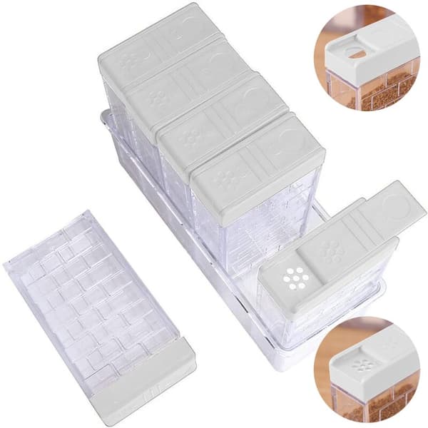 Set med 6 kryddburkar, Shaker Box kryddset, kryddförvaringsbehållare för kökskryddor, benvit