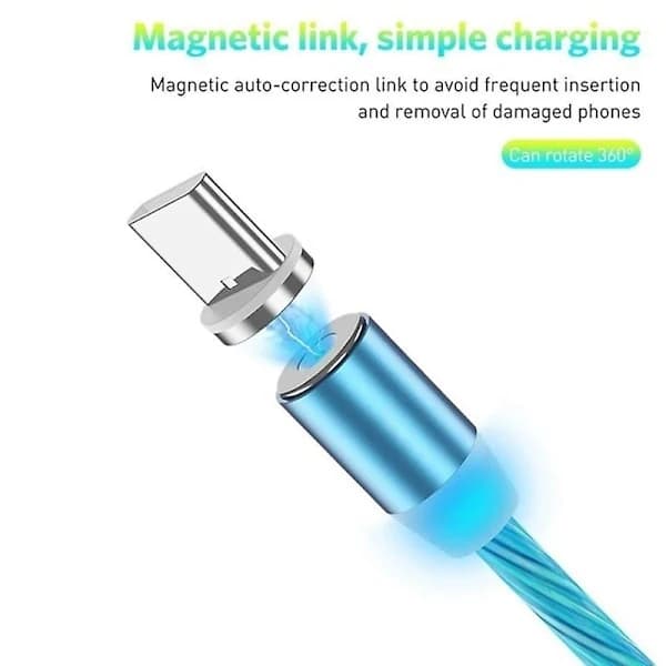 1 st Magnetisk Laddningskabel för Mobiltelefon Typ C Flödande Ljuskabel för LED-kabel (1M Multi