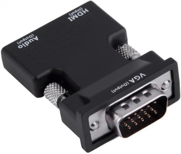 2 stk. HDMI til VGA kabelkonverter med lydprojektor computer hun-han videointerfaceadapter (sort)