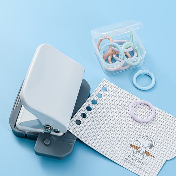 6-Hole Round Paper Punch - Compact Hole Punch for Ring Binders & Planners White White 200