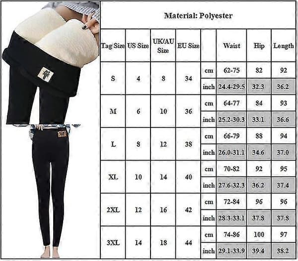 Dame Vinter Varme Strømpebukser Tykke Leggings Snøbukser Fôret Termisk Klær Plus Størrelse
